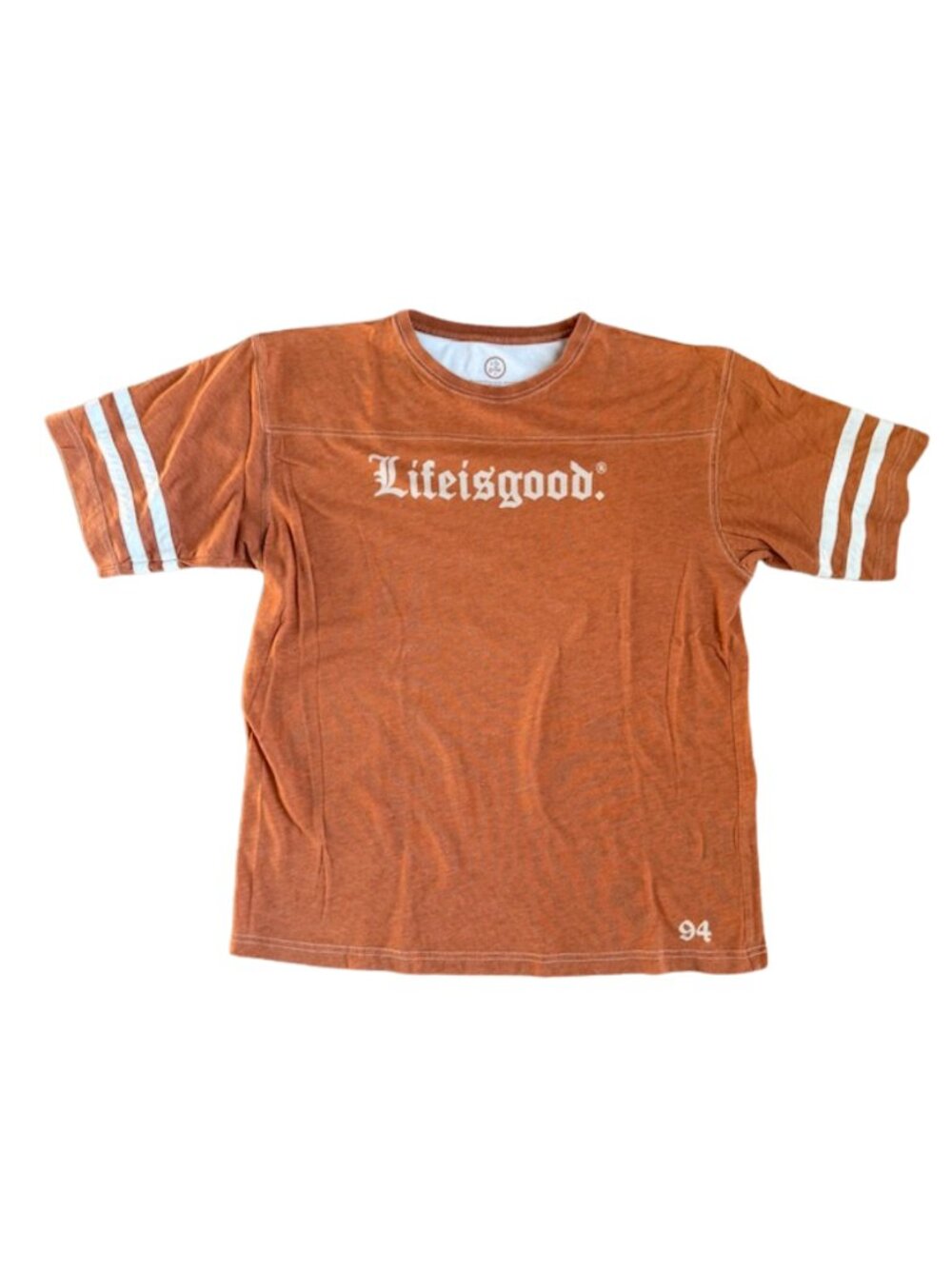 Life is Good Orange Graphic Tee Shirt Size Large Casual Cotton Top